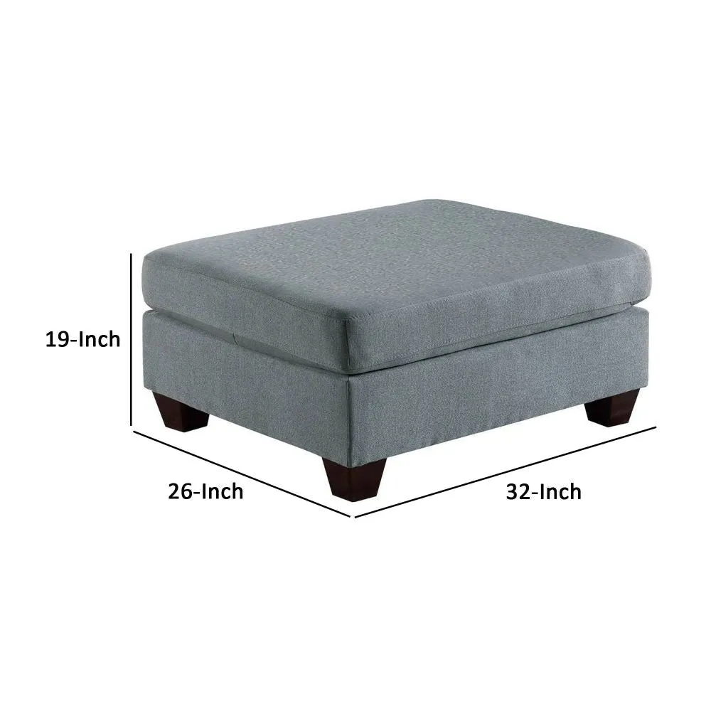 32 Inch Modern Square Ottoman with Plush Foam Seating, Gray Linen Fabric By Casagear Home