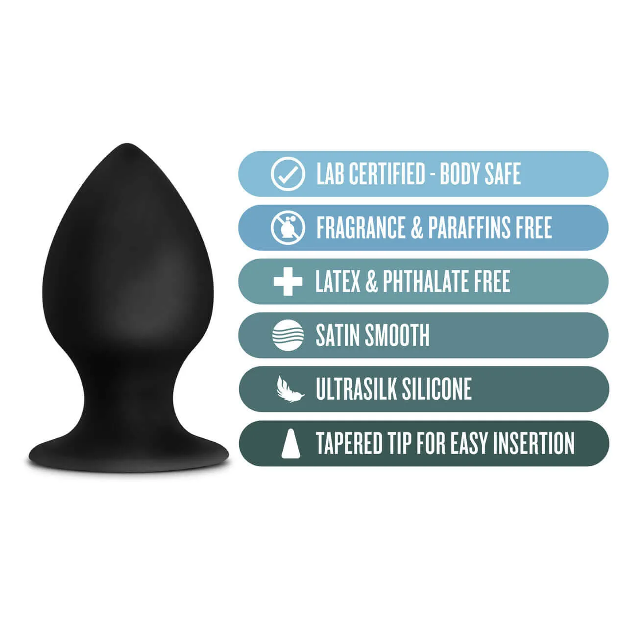 Anal Adventures Platinum Silicone Stout Anal Plug Medium Black