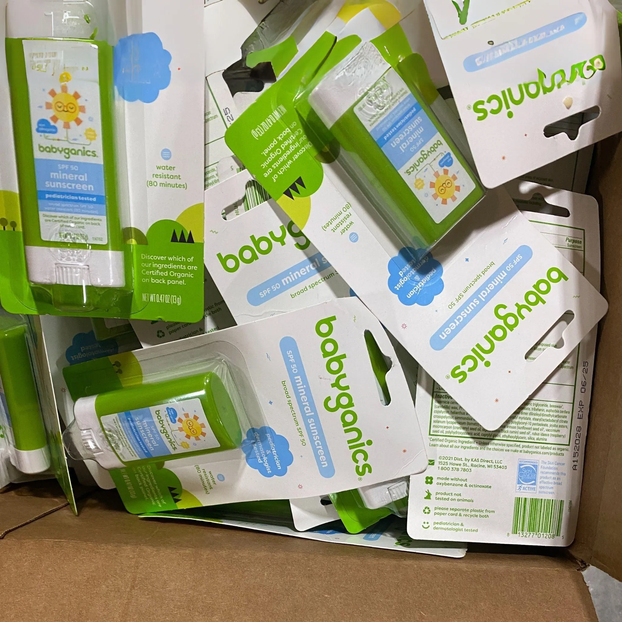 BabyGanics SPF 50 Mineral Sunscreen 0.47 Oz (100 Pcs Lot)