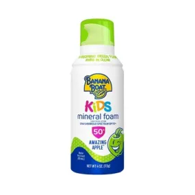 Banana Boat Kids Vanishing Color, Amazing Apple Mineral Sunscreen Foam SPF 50, 4oz.