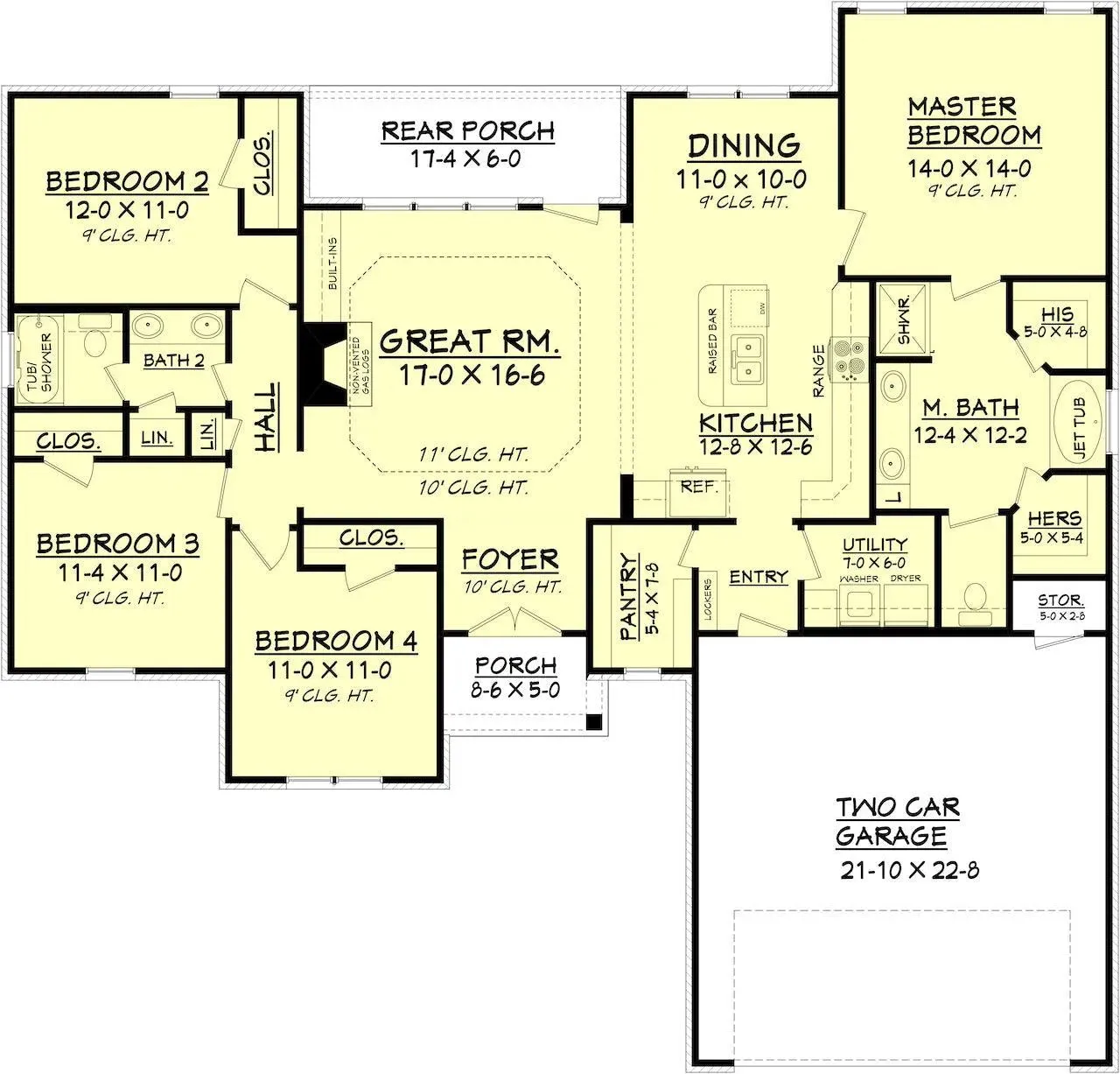 Charming 4-Bedroom Home Plan with Front Garage and Inviting Porch