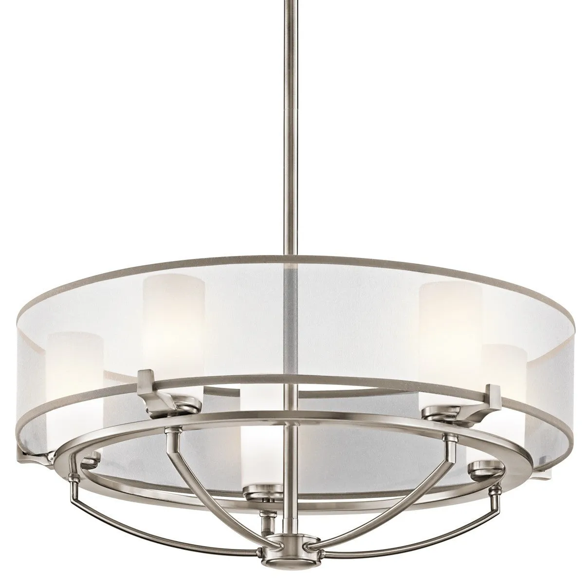 Cypress Organza Drum Shade 5 Light Chandelier - ID 7289