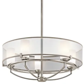 Cypress Organza Drum Shade 5 Light Chandelier - ID 7289