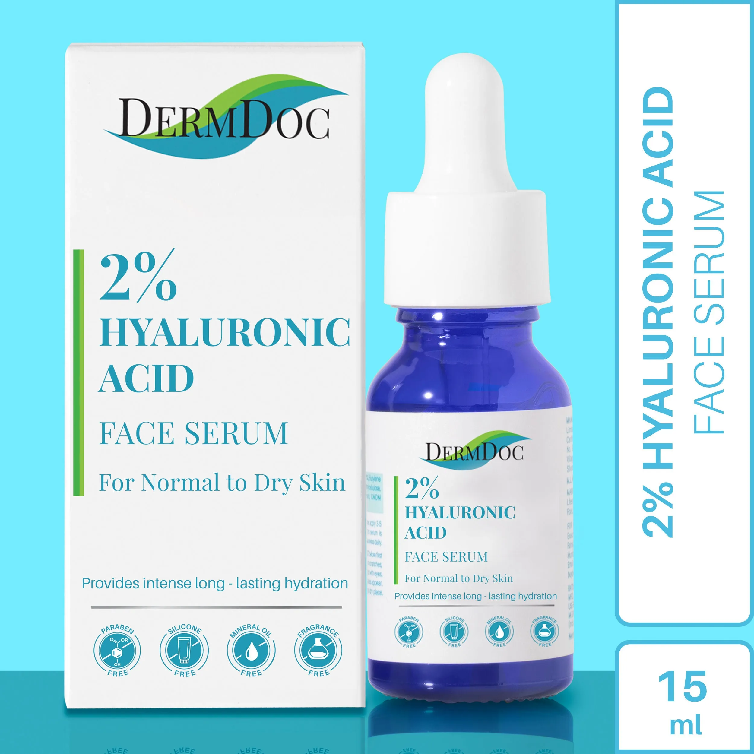 DermDoc 2% Pure Hyaluronic Acid Face Serum (15 ml) | ultra hydrating , face serum for dry skin , hyaluronic acid serum , hydrating serum , hyloronic acid serum , hydrating face serum , dry skin serum , serum , face serum