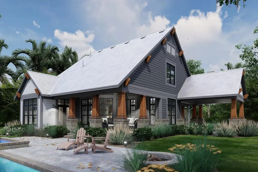Elegant 3-Bedroom Home Plan with Bonus Room and Spacious Porches