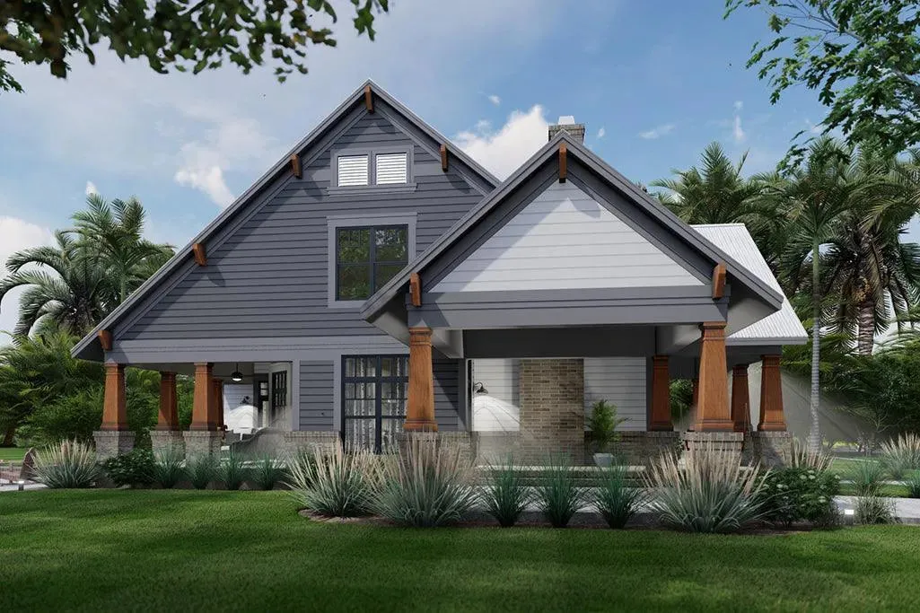 Elegant 3-Bedroom Home Plan with Bonus Room and Spacious Porches