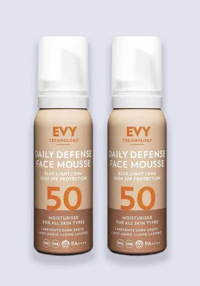 EVY Daily Defence Mousse SPF 50  75ml - 2 Pack Saver