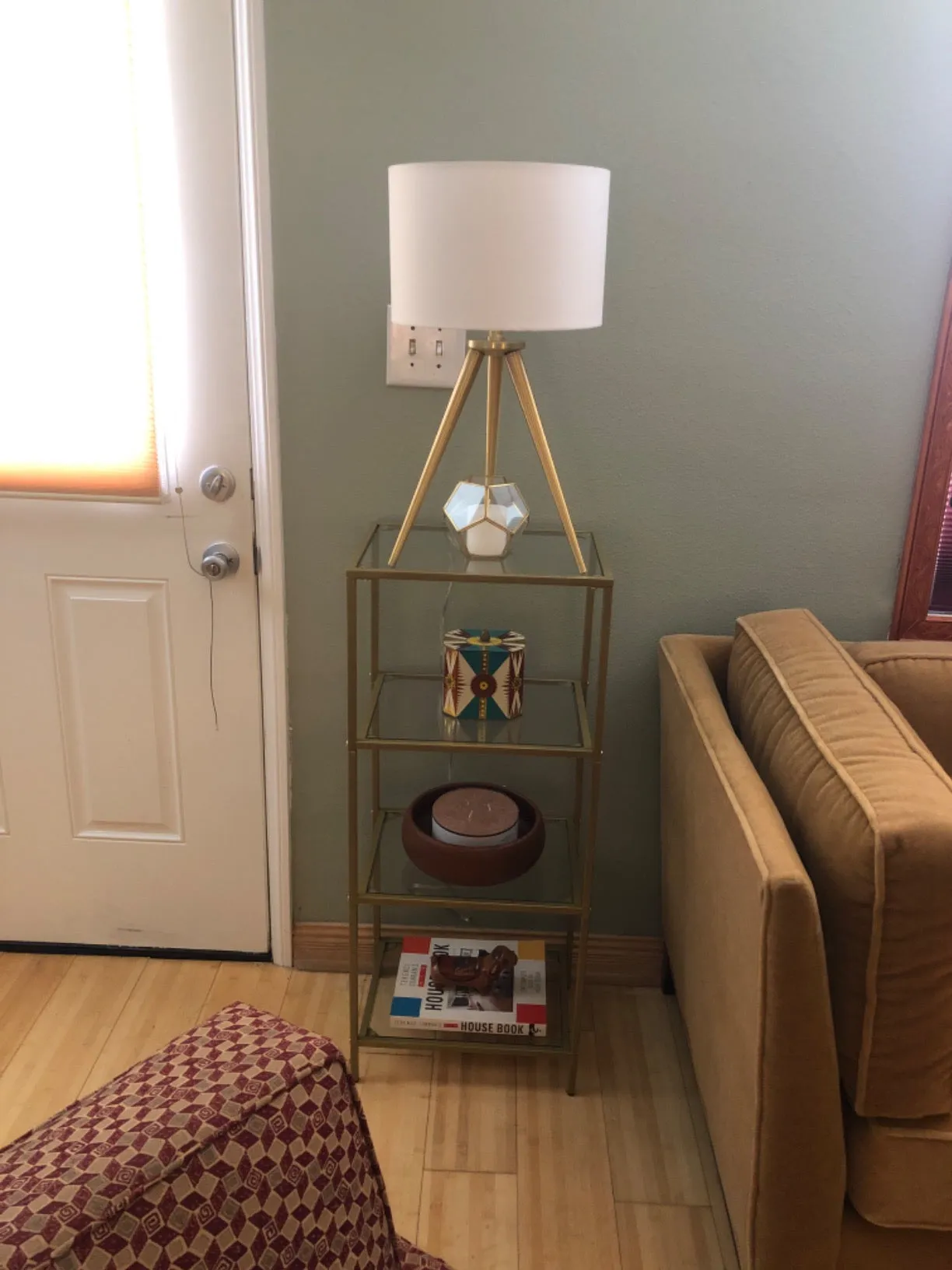 Gold Storage Shelf, Tempered Glass Storage Rack, 4-Tier Display Shelf