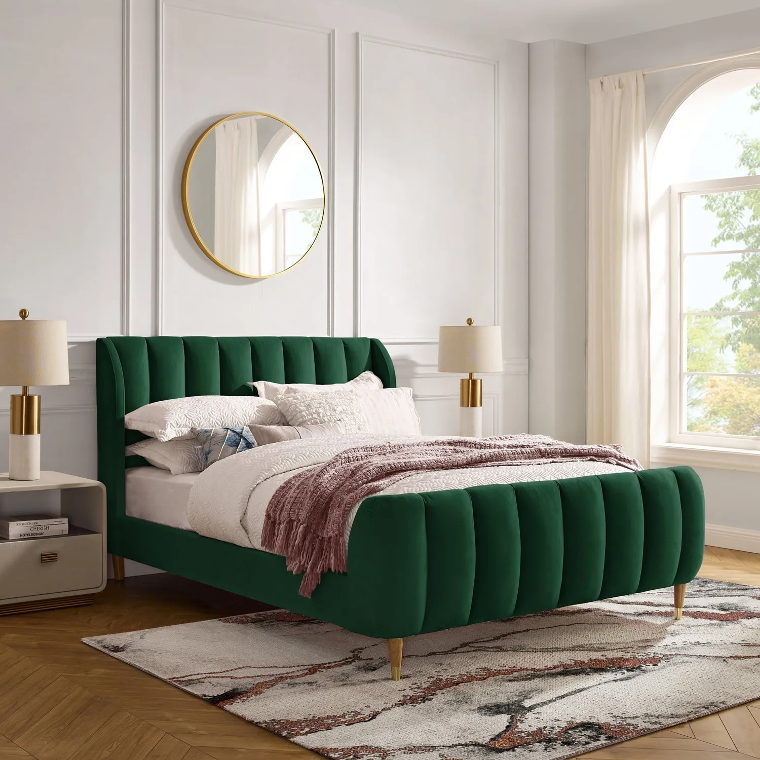 Misael Velvet Platform Bed