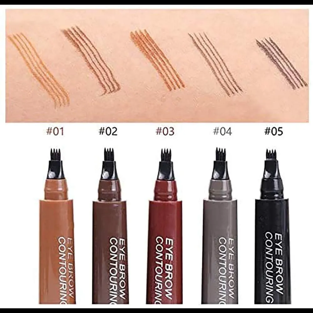 New QUEMISS Eyebrow Pen 4 Points Micro Brow Pencil Creates Lasting MakeUp Professional Natural Looking 3D Tint Pen Eyebrows Cover Sparse Areas Daily Waterproof Brows #05(Black)