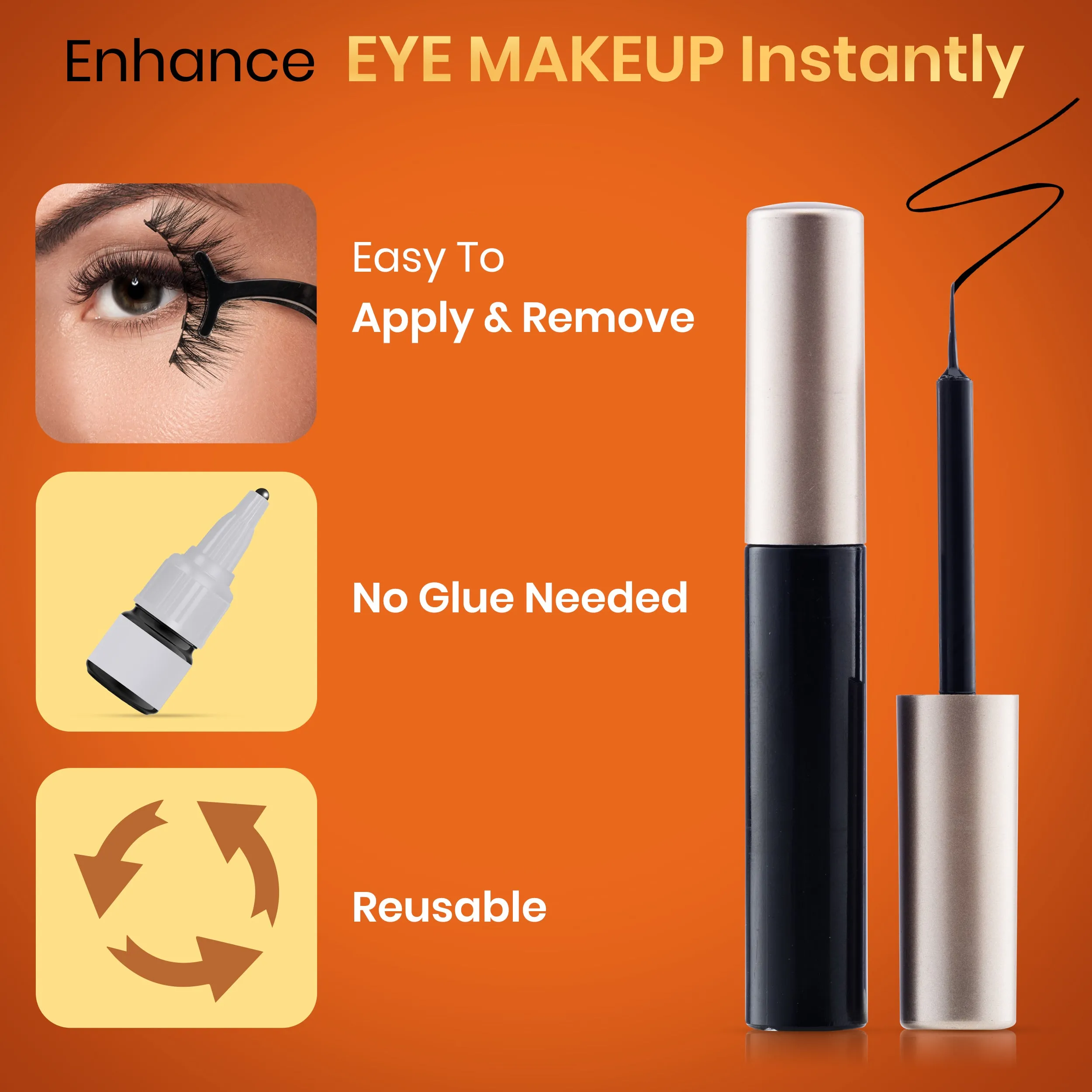 NY Bae Wink Easy Magnetic Eye Lashes|Eyeliner Waterproof | False Eyelashes | Waterproof Mascara| Eye Makeup | Value Pack | Reusable|Korean Beauty