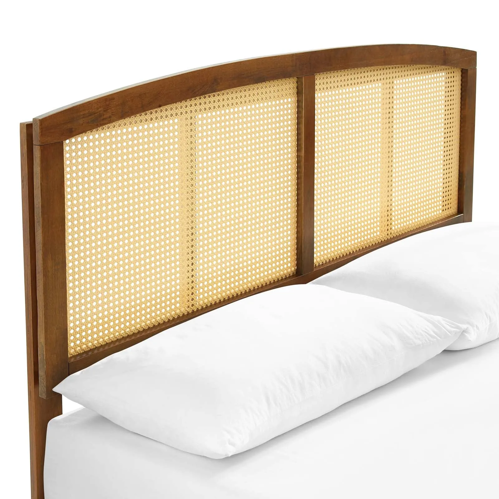 Sierra Cane and Wood Platform Bed With Splayed Legs