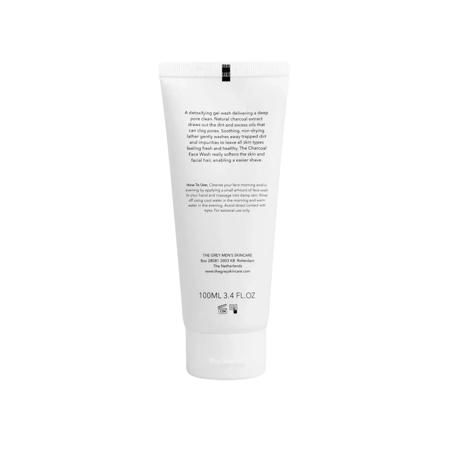 The Grey Charcoal Face Wash for Men Detoxifying Gel Delivers Deep Pore Cleansing with Soothing Natural Charcoal Extract Gently Washes Away Impurities Softens Skin & Facial Hair 3.4oz