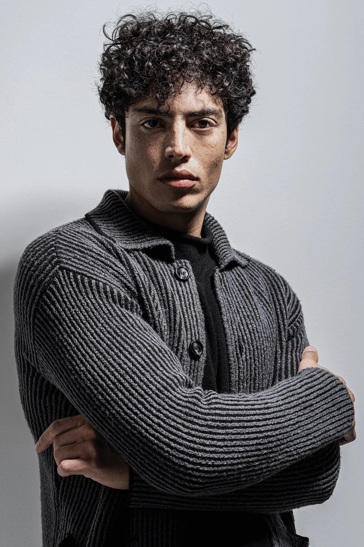 Worker jacket made of winter cotton and merino wool, relaxed fit